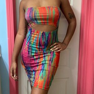 Vibrant Multicolored Tube Dress 🌈🌺✨